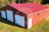 40x40x10 Triple Garage with barn red roof and sides with white trim